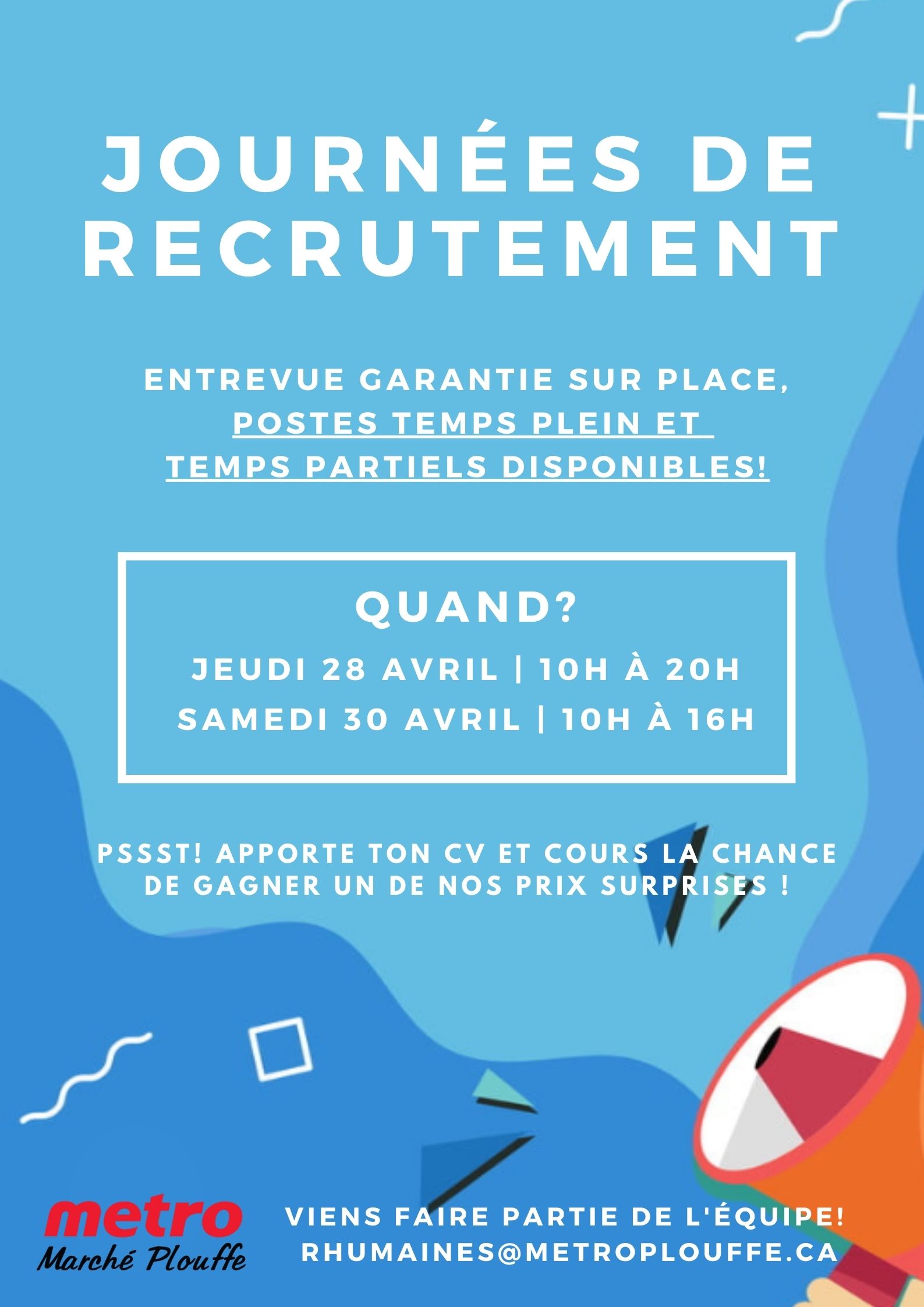 Journées de recrutement - Metro Plouffe