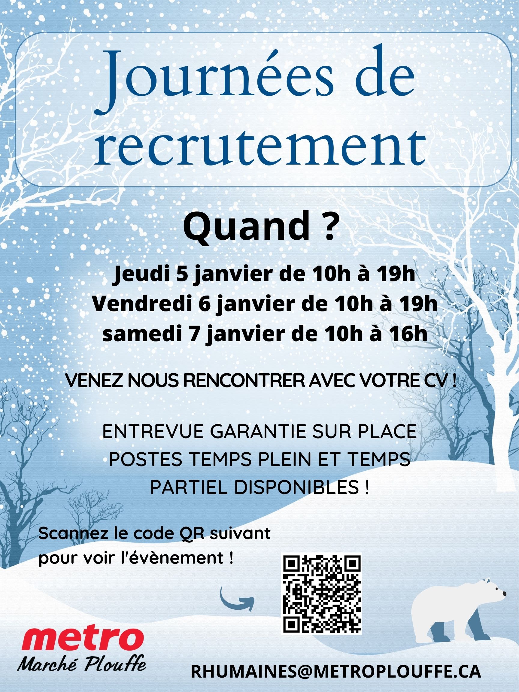 Journées de recrutement - Metro Plouffe