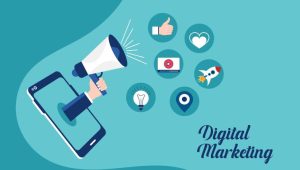 How to Build a Strong Personal Brand in Digital Marketing - A hand reaching out from a smartphone with a bullhorn, calling likes, success and clients. Digital Marketing is written in the background.