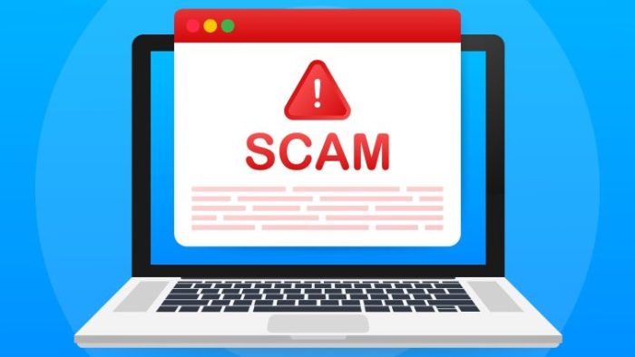 5 Ways to Prevent Yourself Getting Caught in a Fake Job Scam - a laptop with SCAM on screen in large red letters.