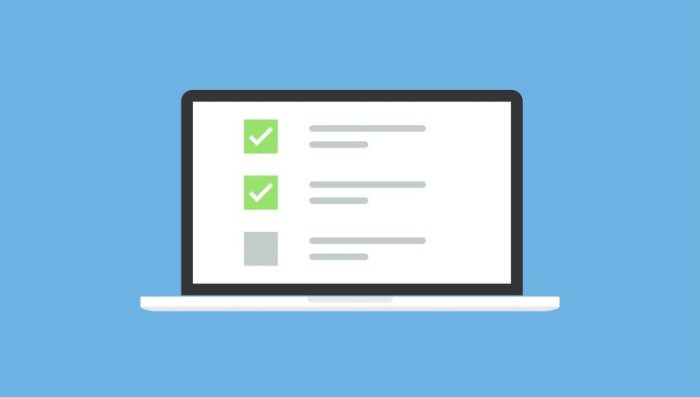 8 Essentials Of An HR Checklist For Startups - a checklist with green checkmarks on a laptop screen against a blue background.