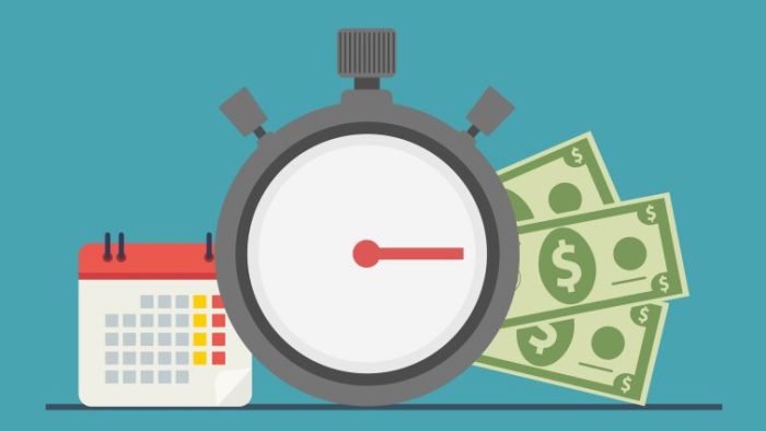 Tracking Your Part-Time Job Income - Tips for Effective Budgeting - a calendar and stop clock and paper money is a visual display.