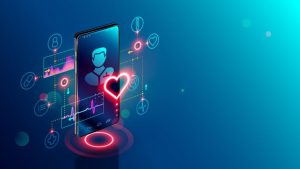 AI and Wellbeing - 7 Ways To Improve Employee Wellness and Performance - a phone with images of digital health and wellness support options.