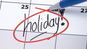2024 Statutory Holidays in Ontario - a calendar with holiday written on a date and circled in red.