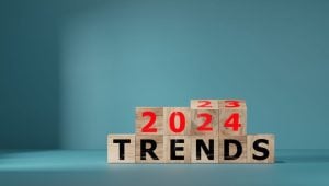 4 Major 2024 HR Trends - a series of blocks against a blue background that reads 2024 trends.