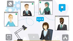 Remote Workforce Management - Strategies and Challenges for Leaders in 2024 - a leader managing their remote team across the world.