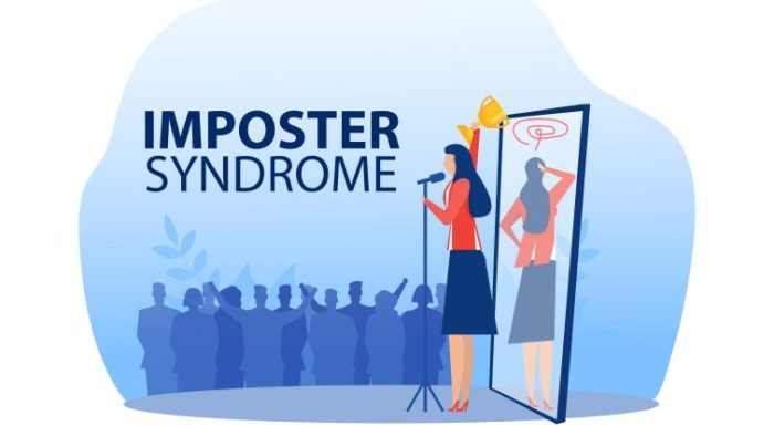 How to Identify and Overcome Imposter Syndrome in the Workplace How to Identify and Overcome Imposter Syndrome in the Workplace - a person speaks in front of crowd but secretly is very nervous.