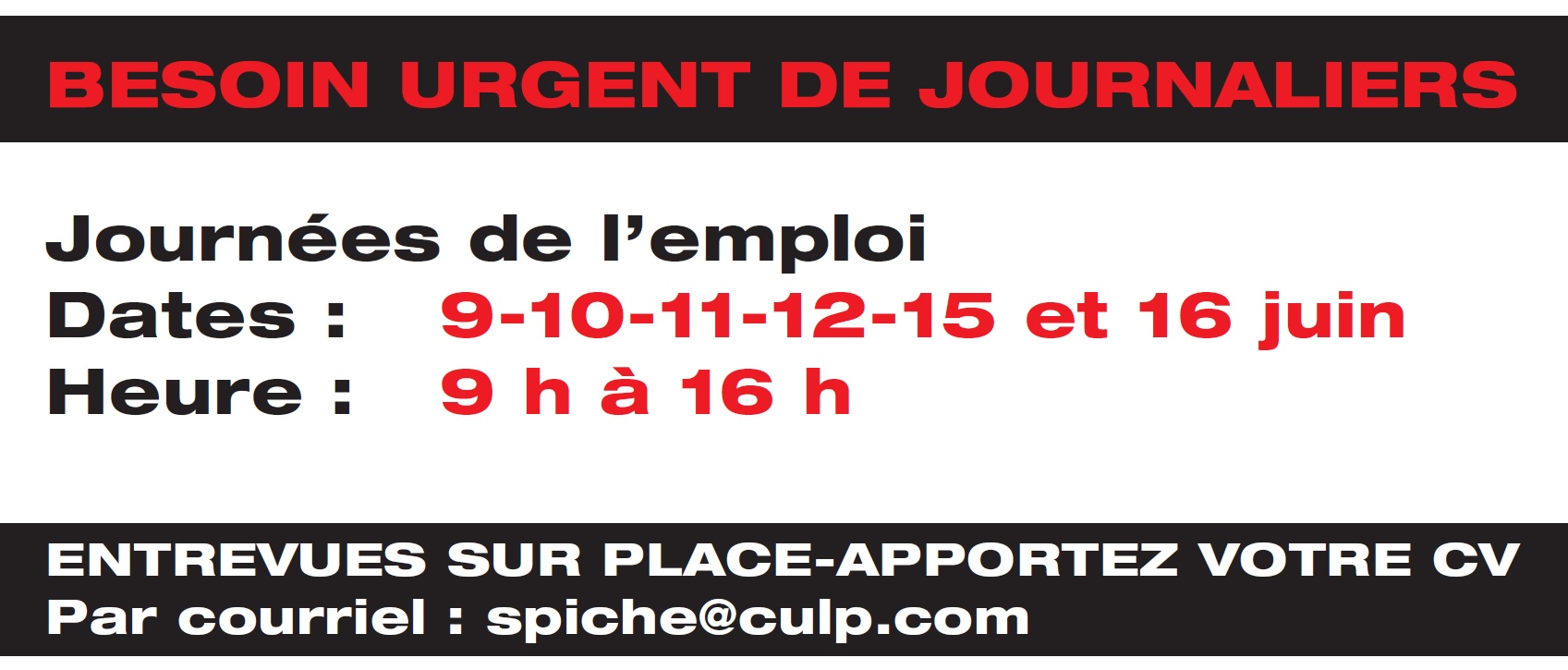 Journées de l'emploi juin 2020