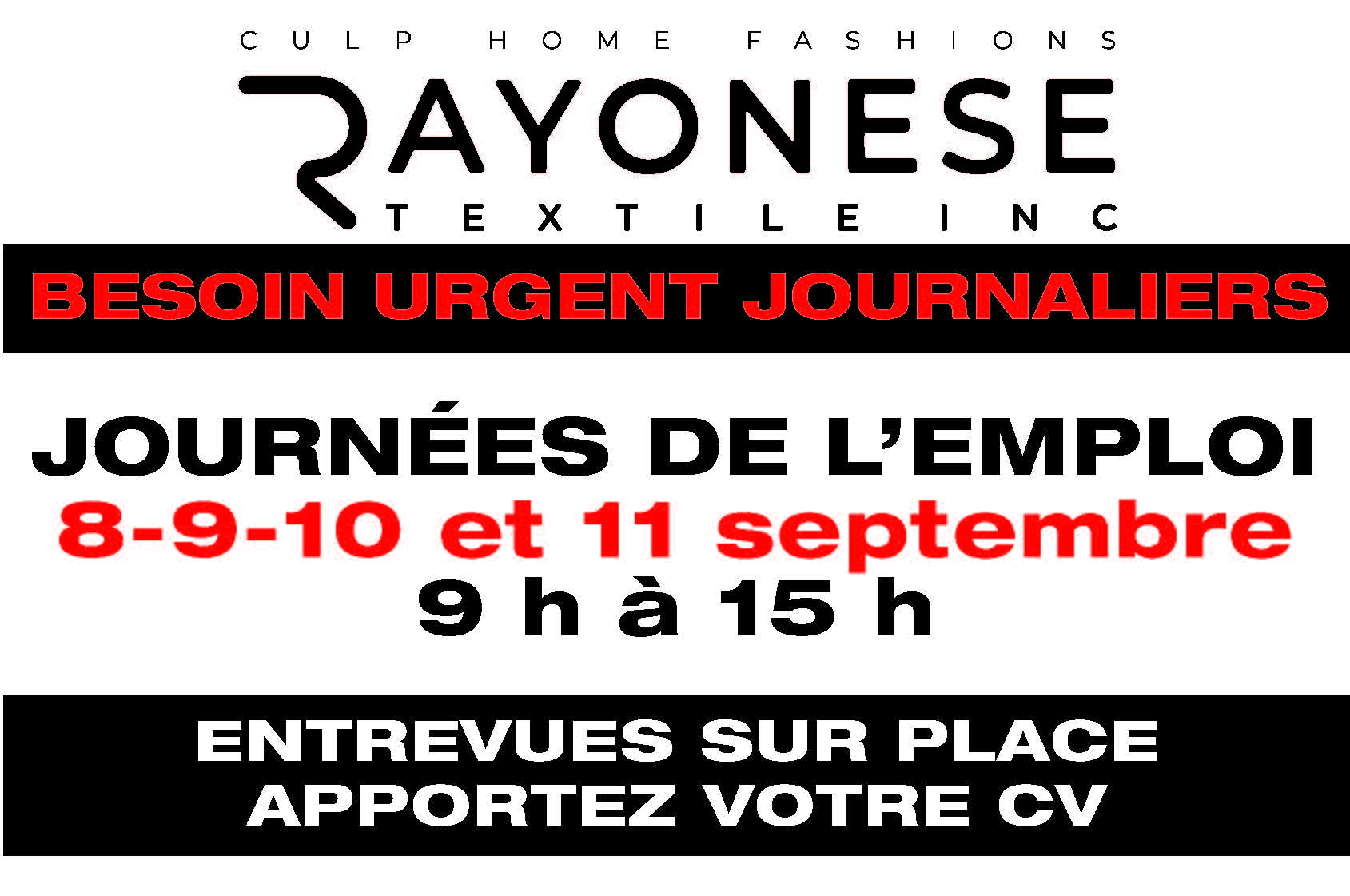 Journées de l'emploi entrevues sur place !!