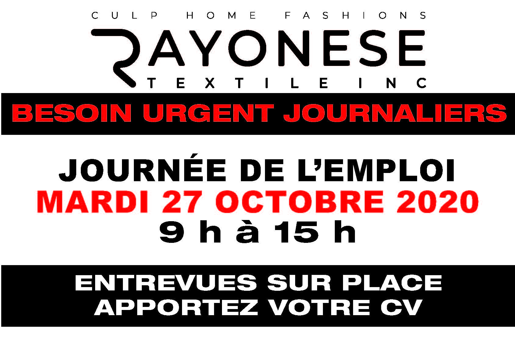 Journée de l'emploi entrevues porte ouverte