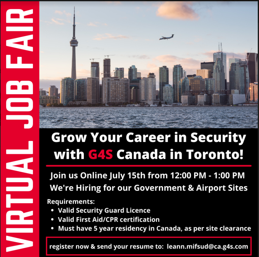 Government Site Virtual Career Fair - Thurs. July 15th - 12pm to 1pm
