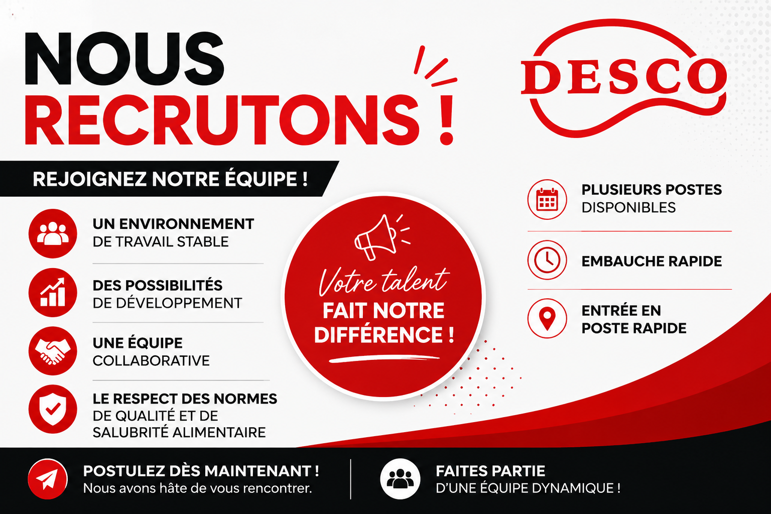 Nous recrutons activement – Plusieurs postes disponibles